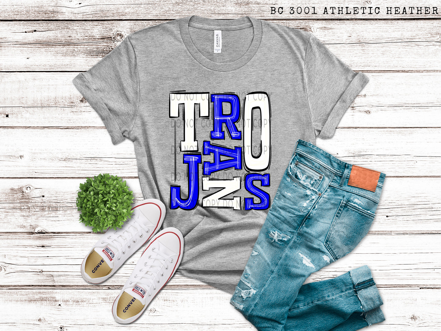 Trojans Royal and White - DTF