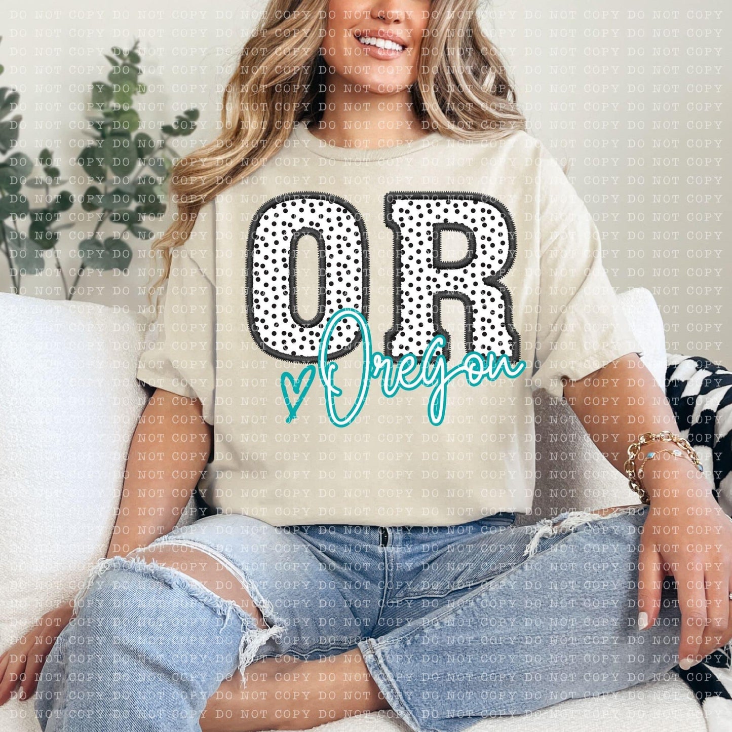 Polka Dotted Faux Embroidery States (ALL STATES)-DTF