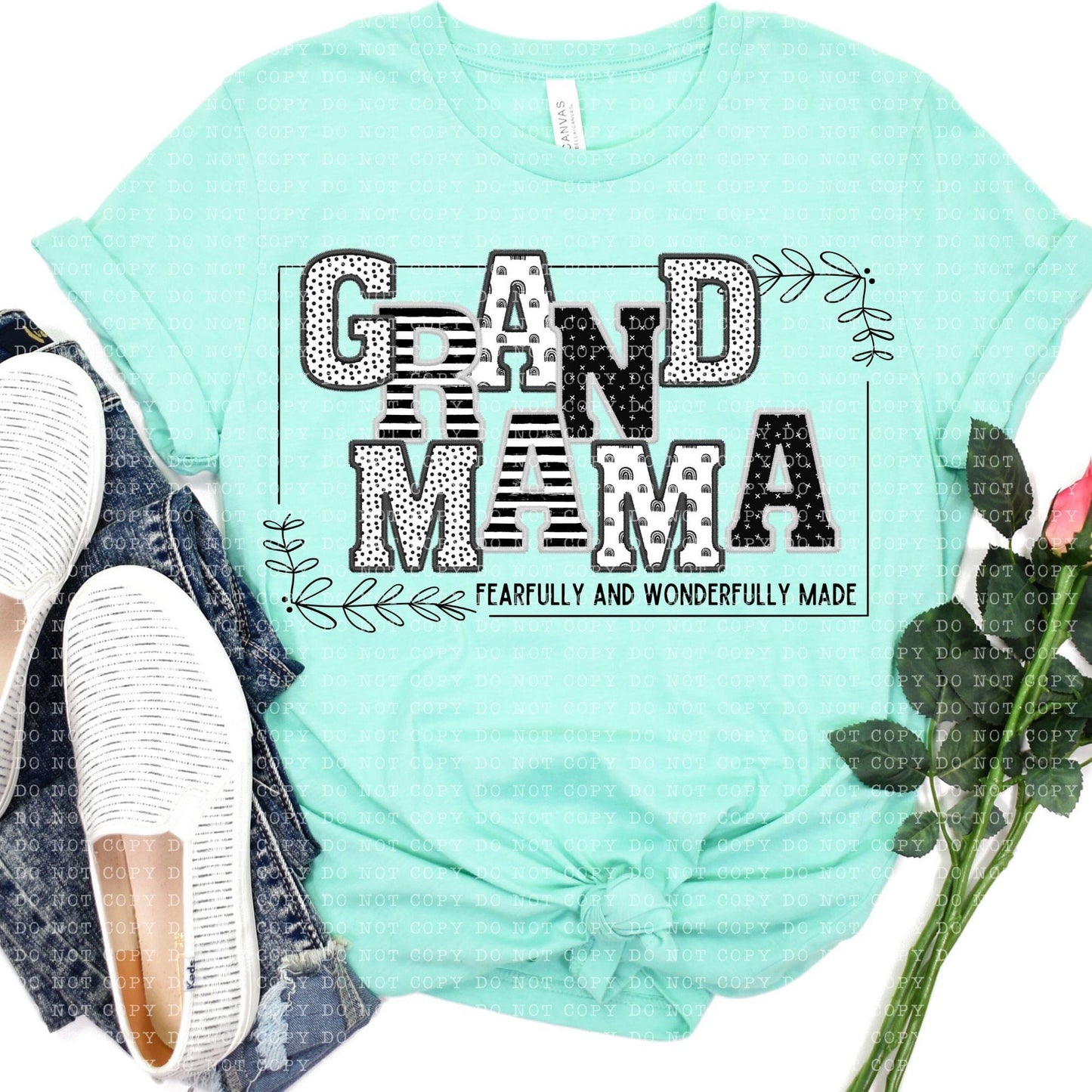 Fearfully And Wonderfully Made Grandmama Black And White Mixed Prints - DTF