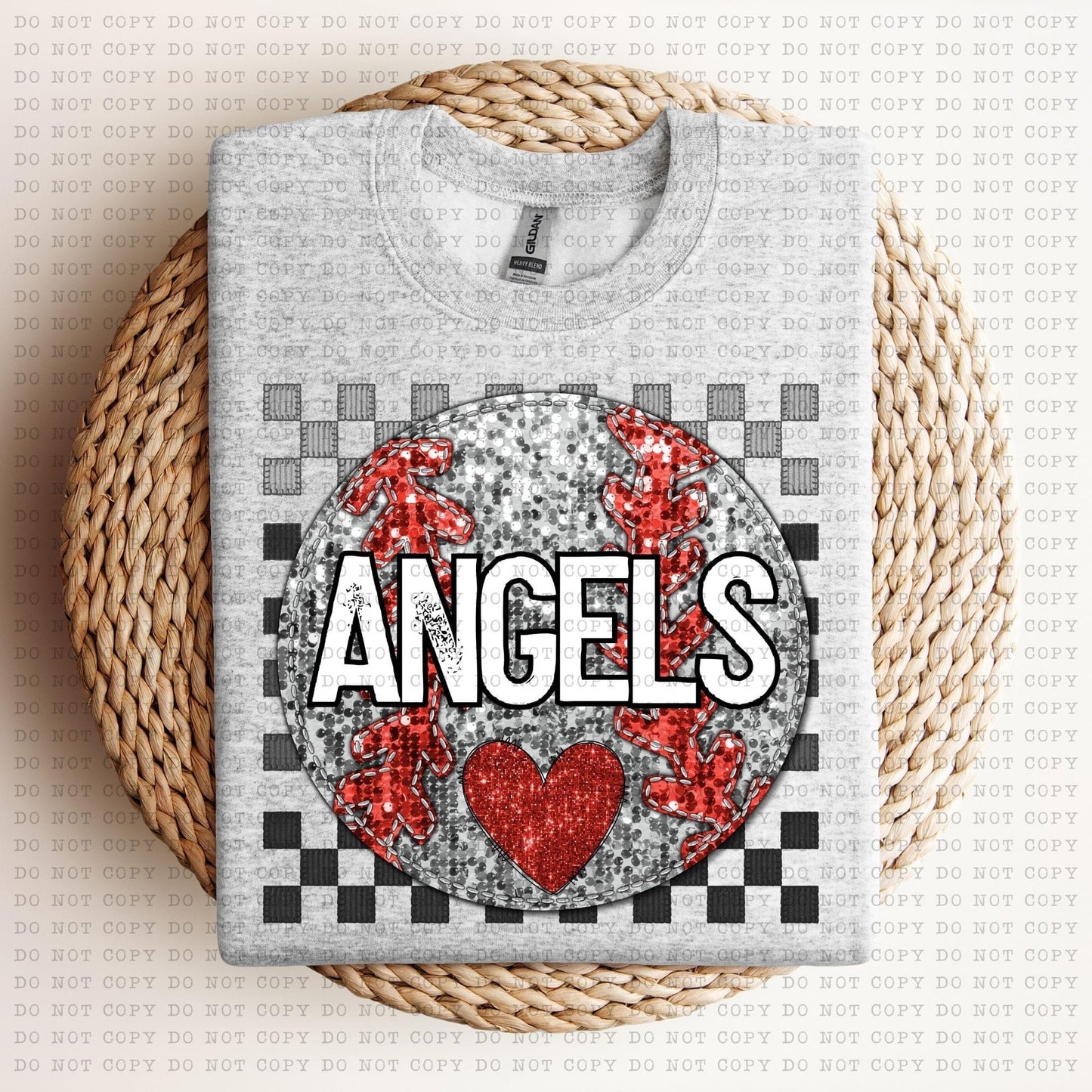 Baseball Mascots Faux Embroidery Checkered Sequins -DTF
