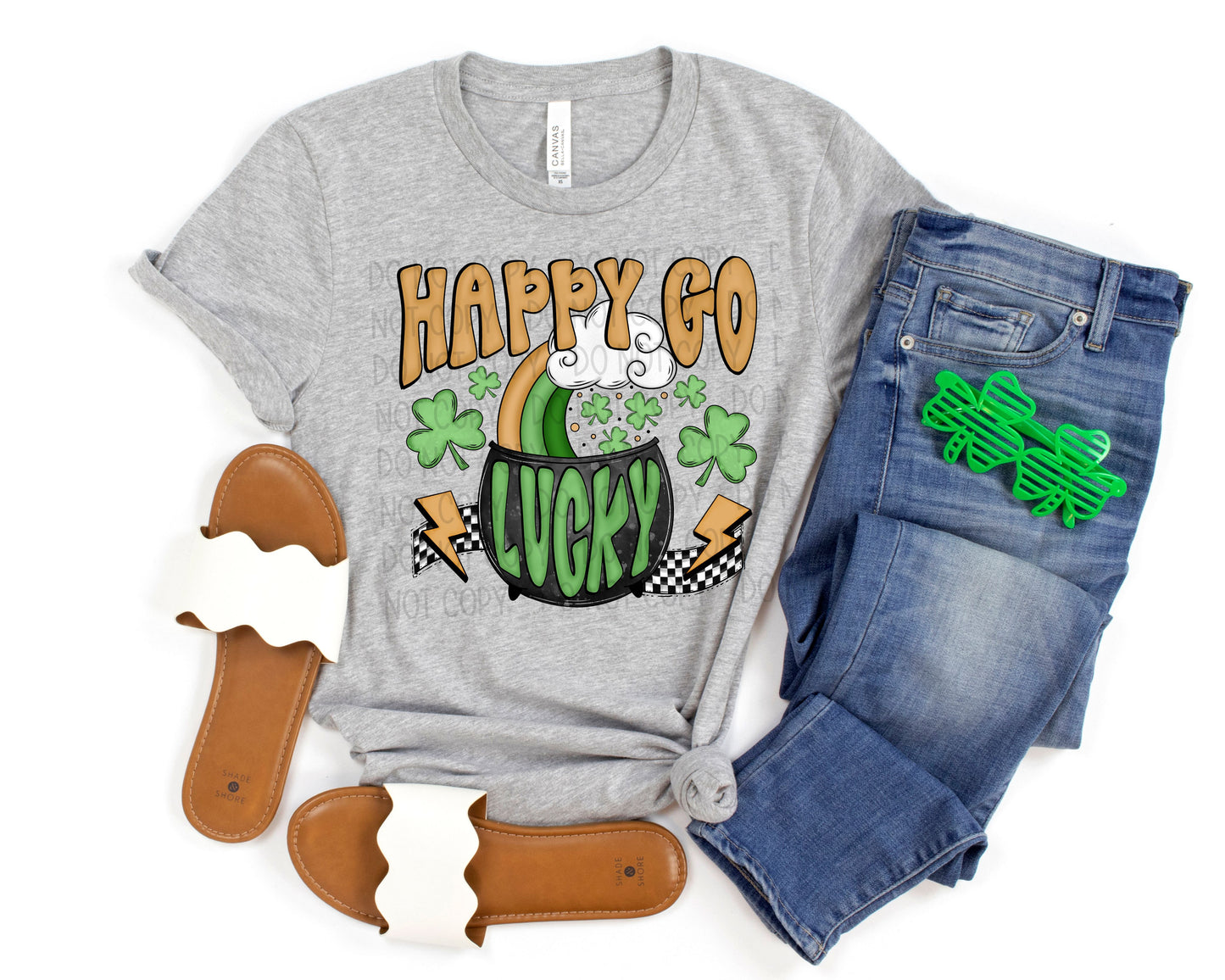 Happy Go Lucky Pot Of Gold Checkered -DTF