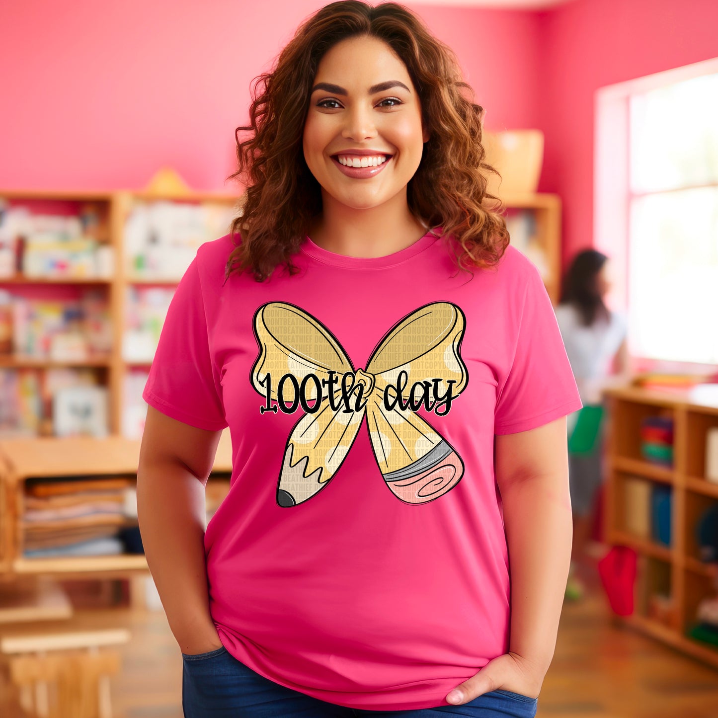 100th Day on pencil bow-dtf