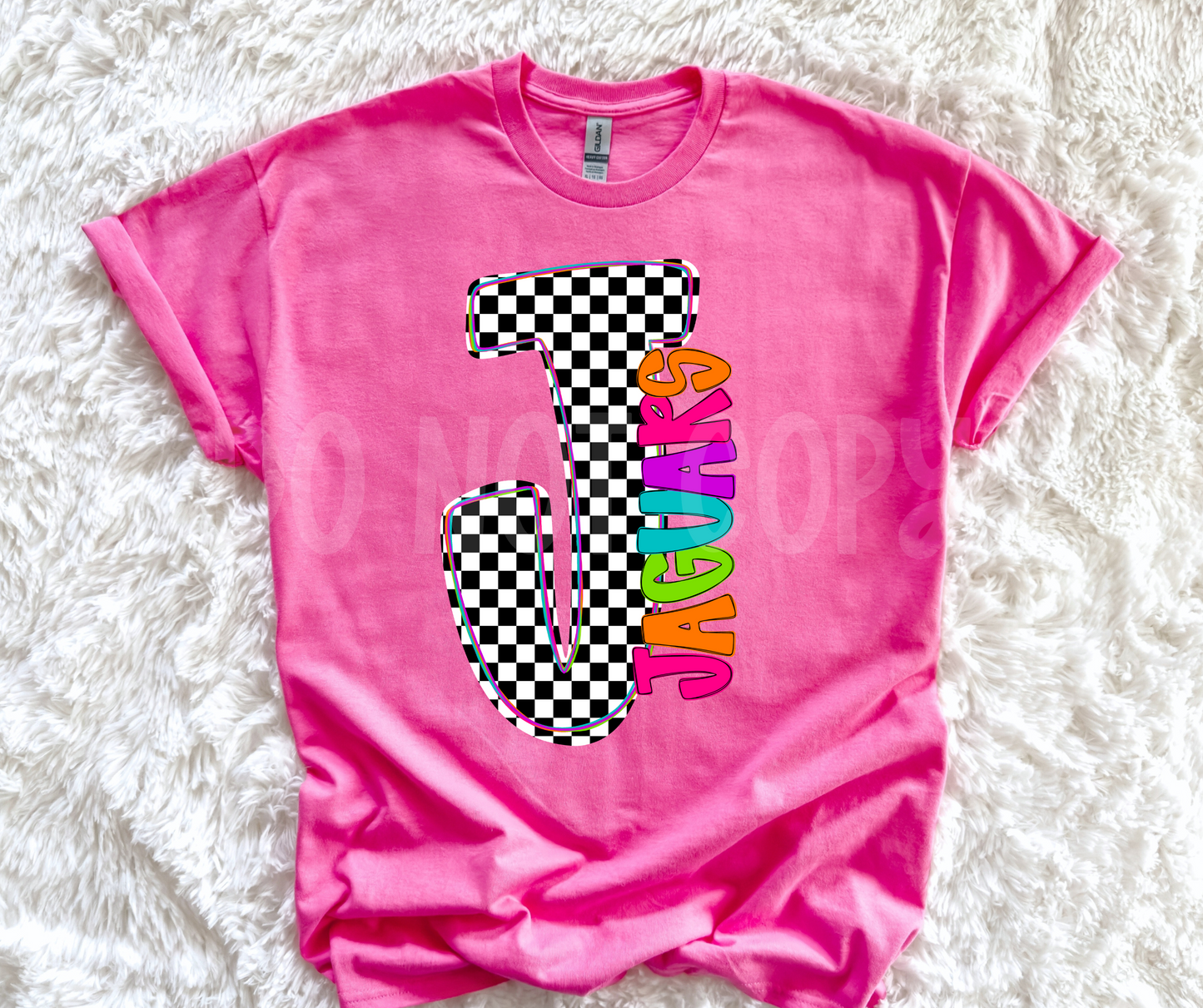 Neon Checkered Letter with Mascot Name (Dropdown)-DTF&UV