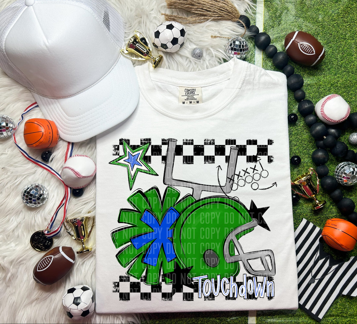 Football Helmet- Pom(Dropdown)- DTF&UV