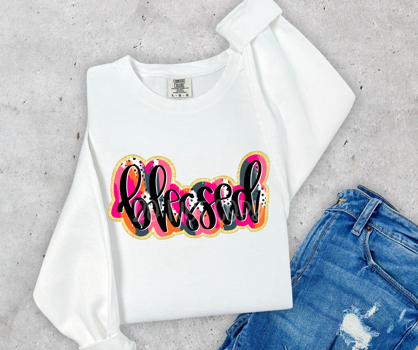 Blessed Hand Lettered Dalmatian Dot Brushstrokes-DTF