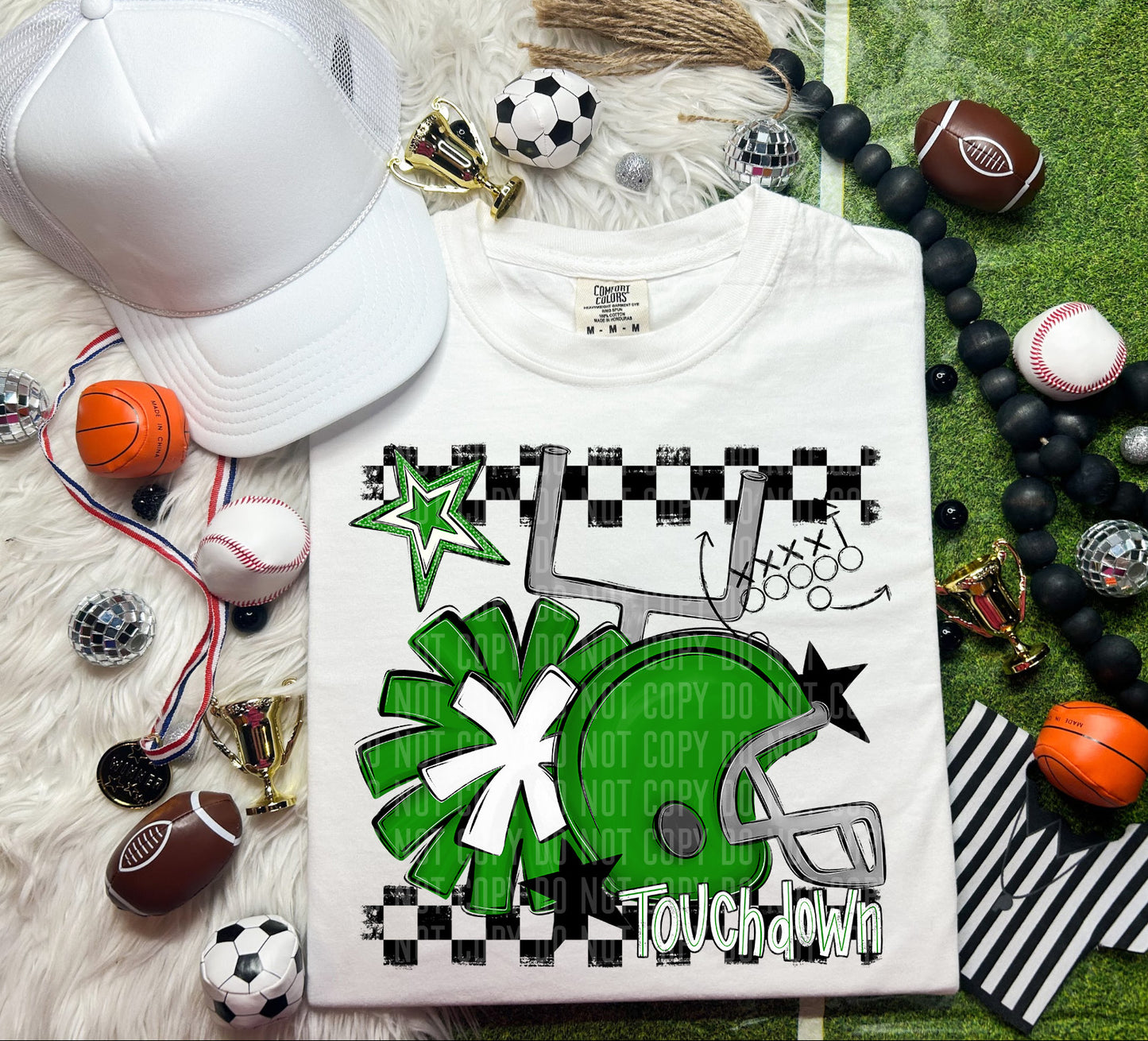 Football Helmet- Pom(Dropdown)- DTF&UV