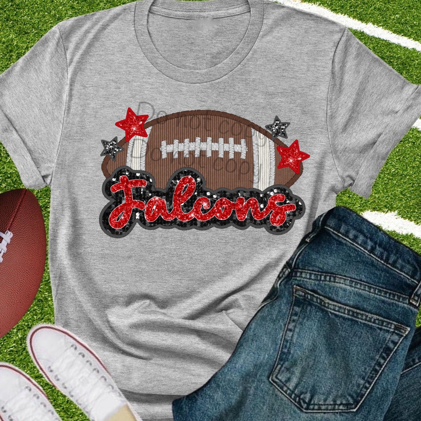 Falcons stars sequin football-DTF