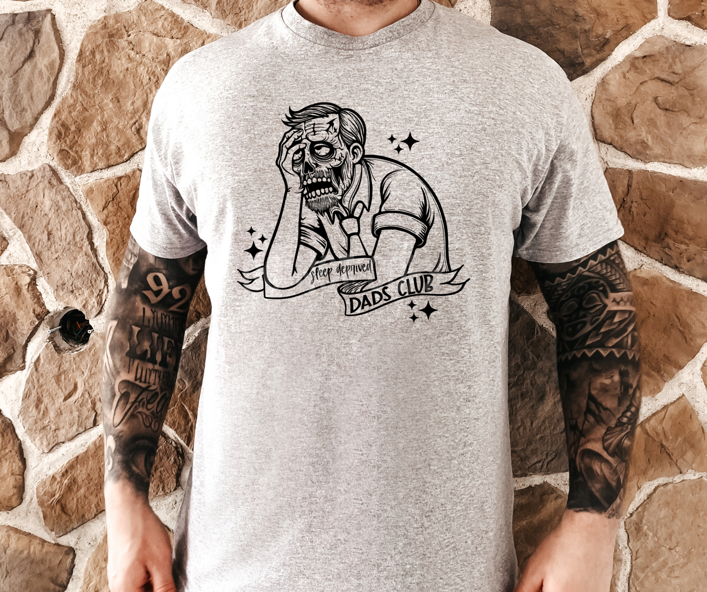 Sleep deprived Dads Club(Black)-DTF