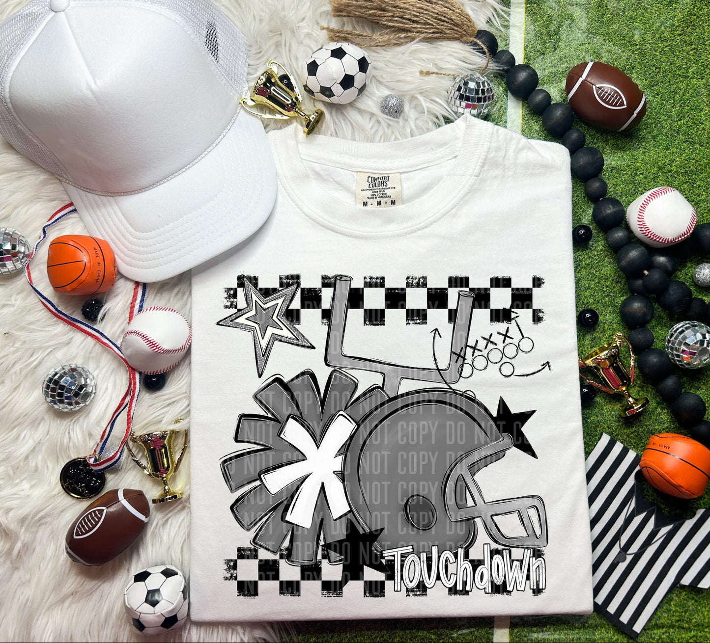 Football Helmet- Pom(Dropdown)- DTF&UV