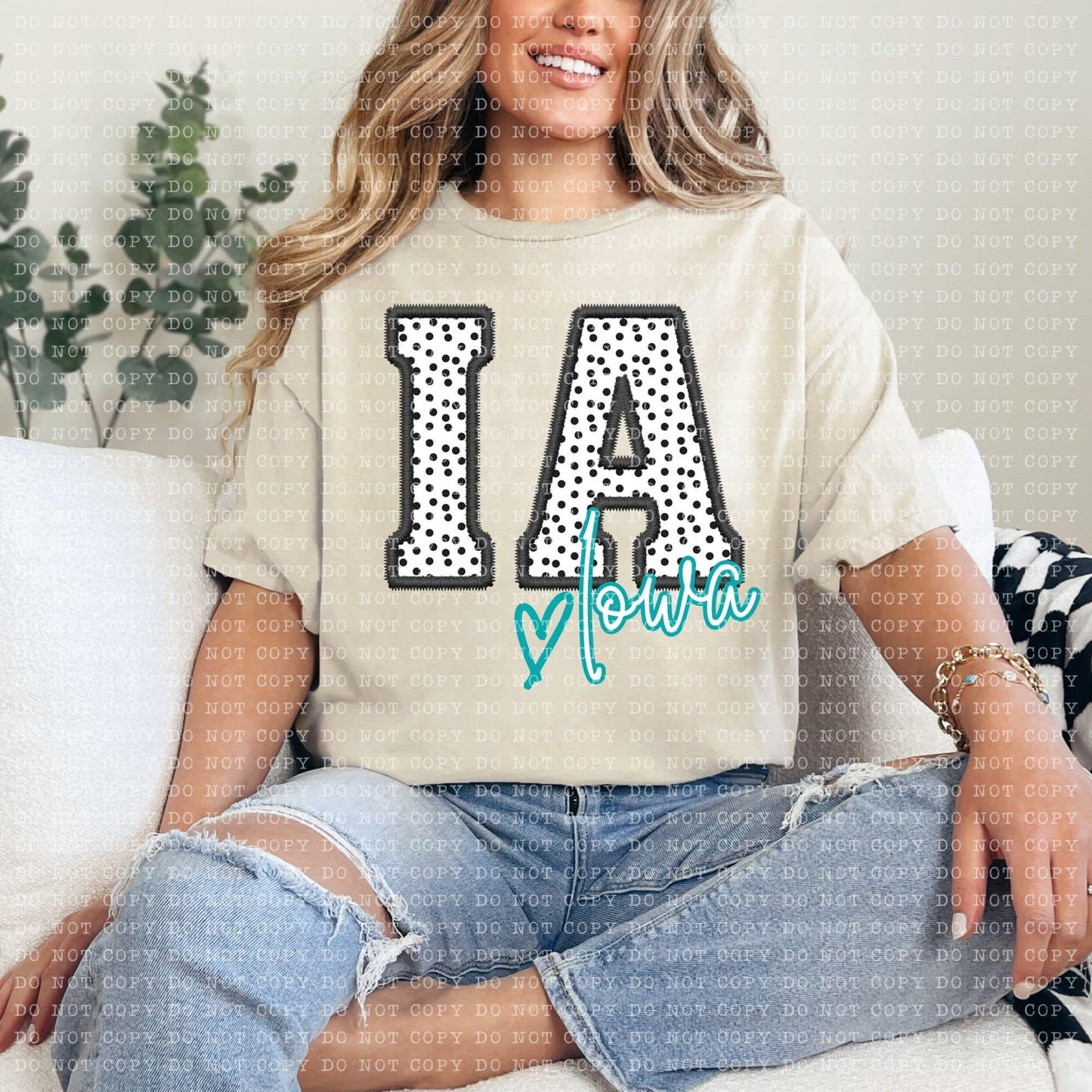 Polka Dotted Faux Embroidery States (ALL STATES)-DTF