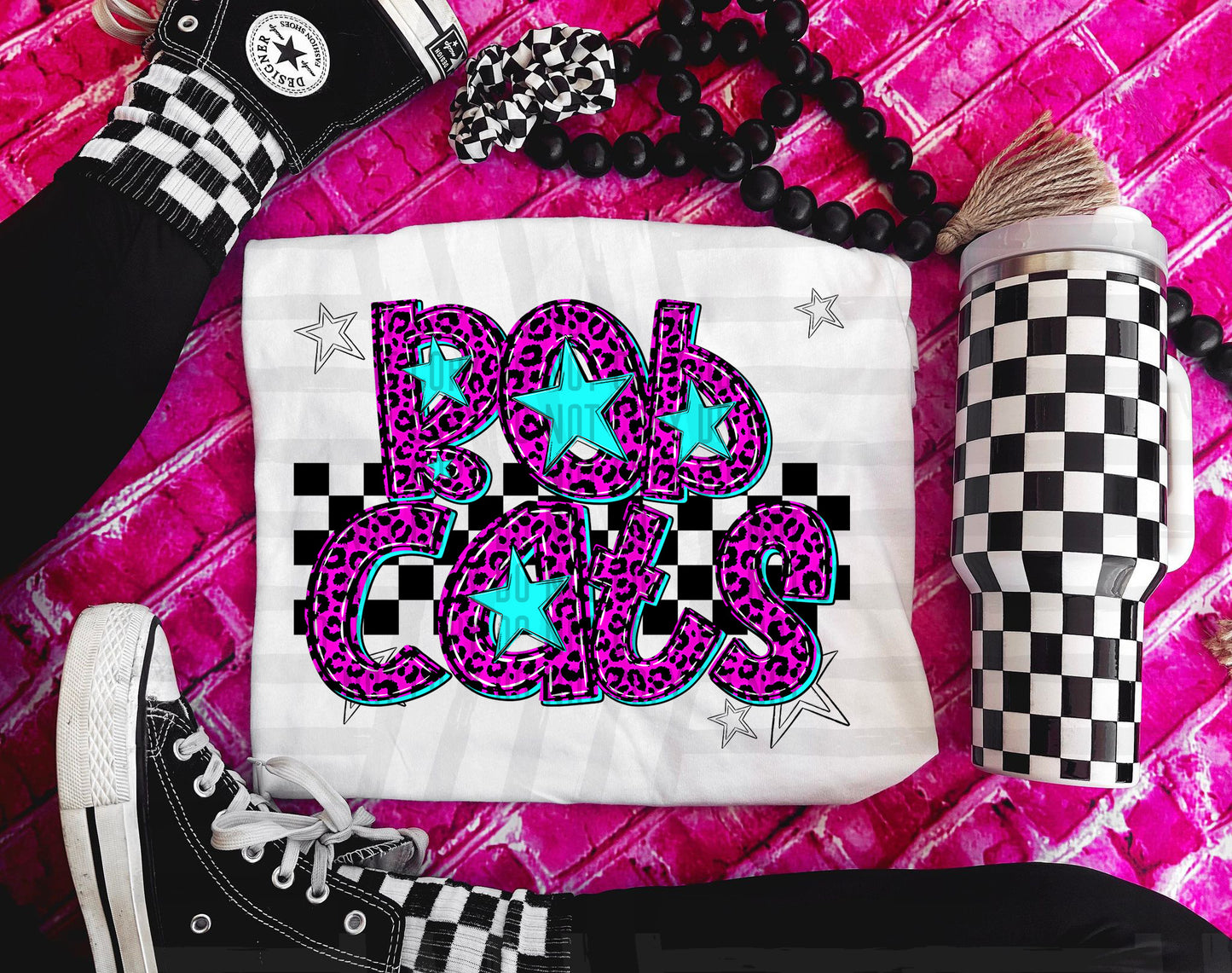 Pink Leopard Neon Mascots (dropdown)-DTF&UV