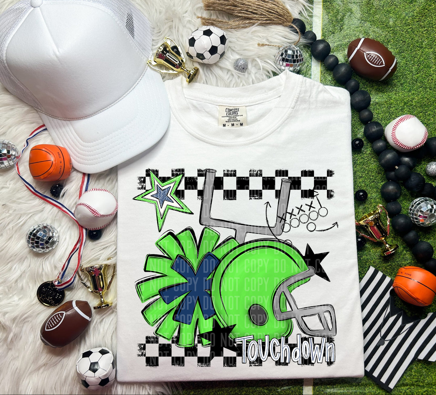 Football Helmet- Pom(Dropdown)- DTF&UV