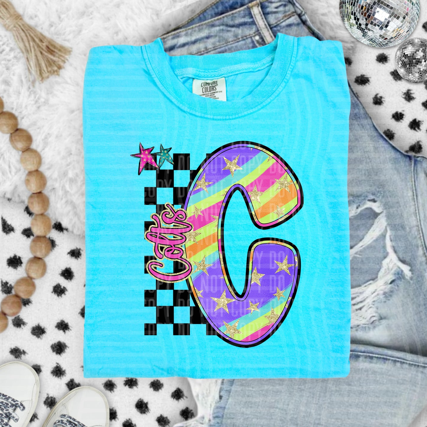 Rainbow Swirl Initials (Dropdown)- DTF&UV