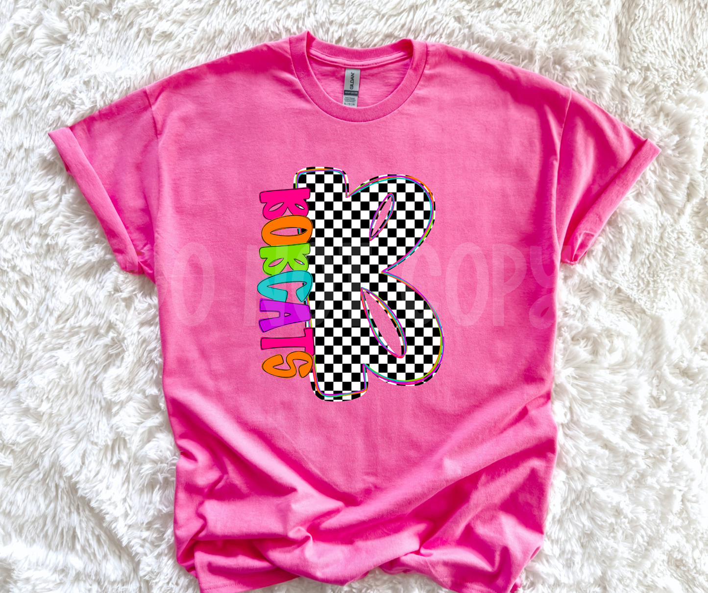 Neon Checkered Letter with Mascot Name (Dropdown)-DTF&UV