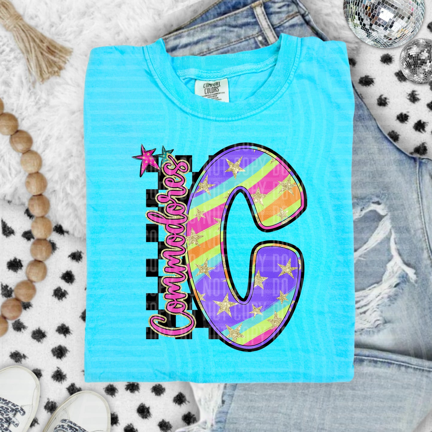 Rainbow Swirl Initials (Dropdown)- DTF&UV