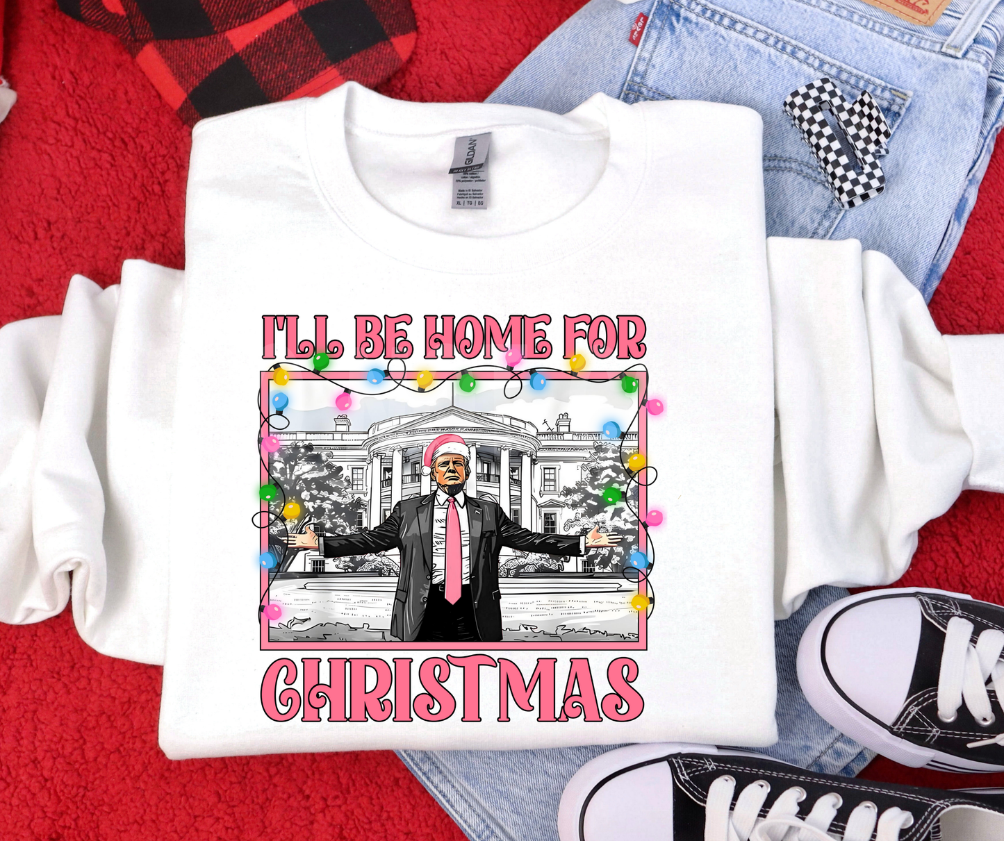 I'll be home for Christmas pink-DTF