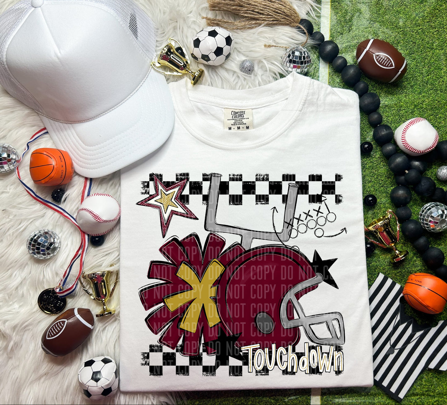 Football Helmet- Pom(Dropdown)- DTF&UV