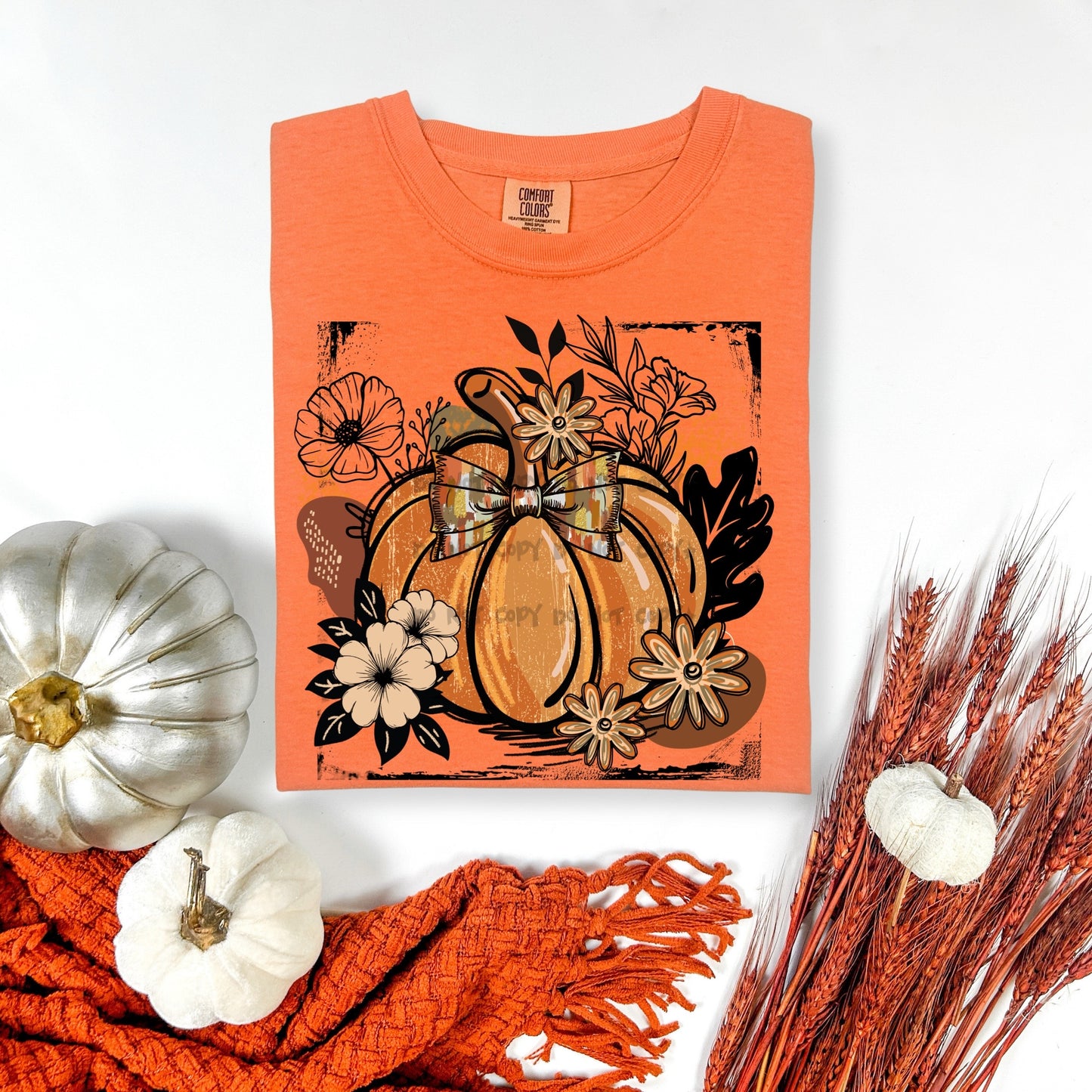 Floral boho pumpkin- DTF&UV