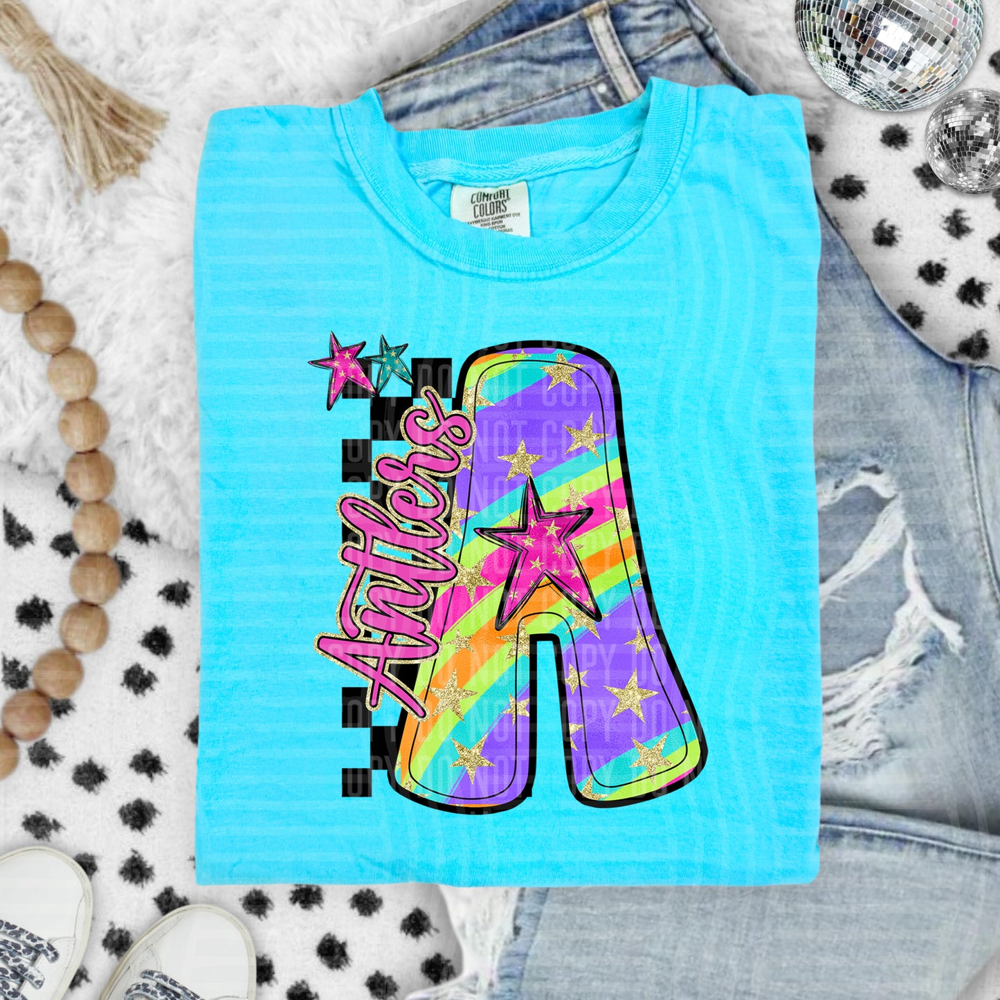 Rainbow Swirl Initials (Dropdown)- DTF&UV