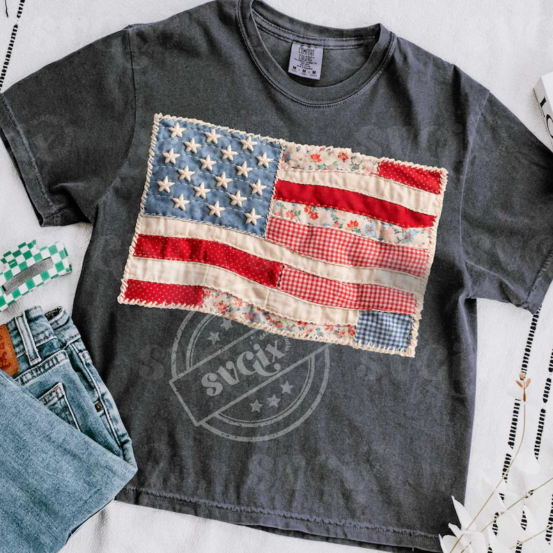 Faux quilted USA-DTF&UV