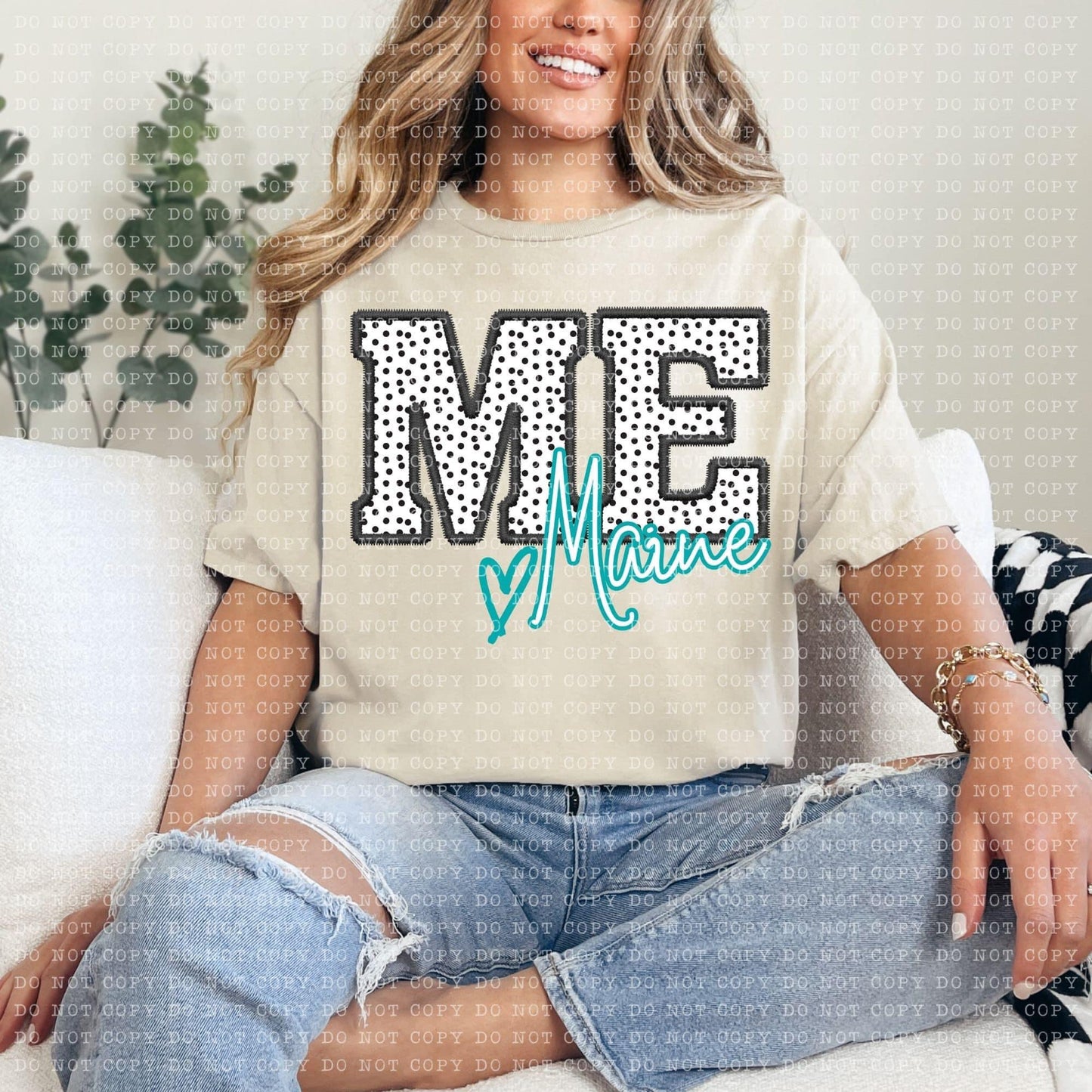 Polka Dotted Faux Embroidery States (ALL STATES)-DTF