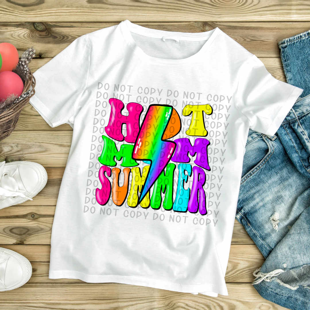Hot Mom Summer bright Rainbow Lightning Bolt - DTF