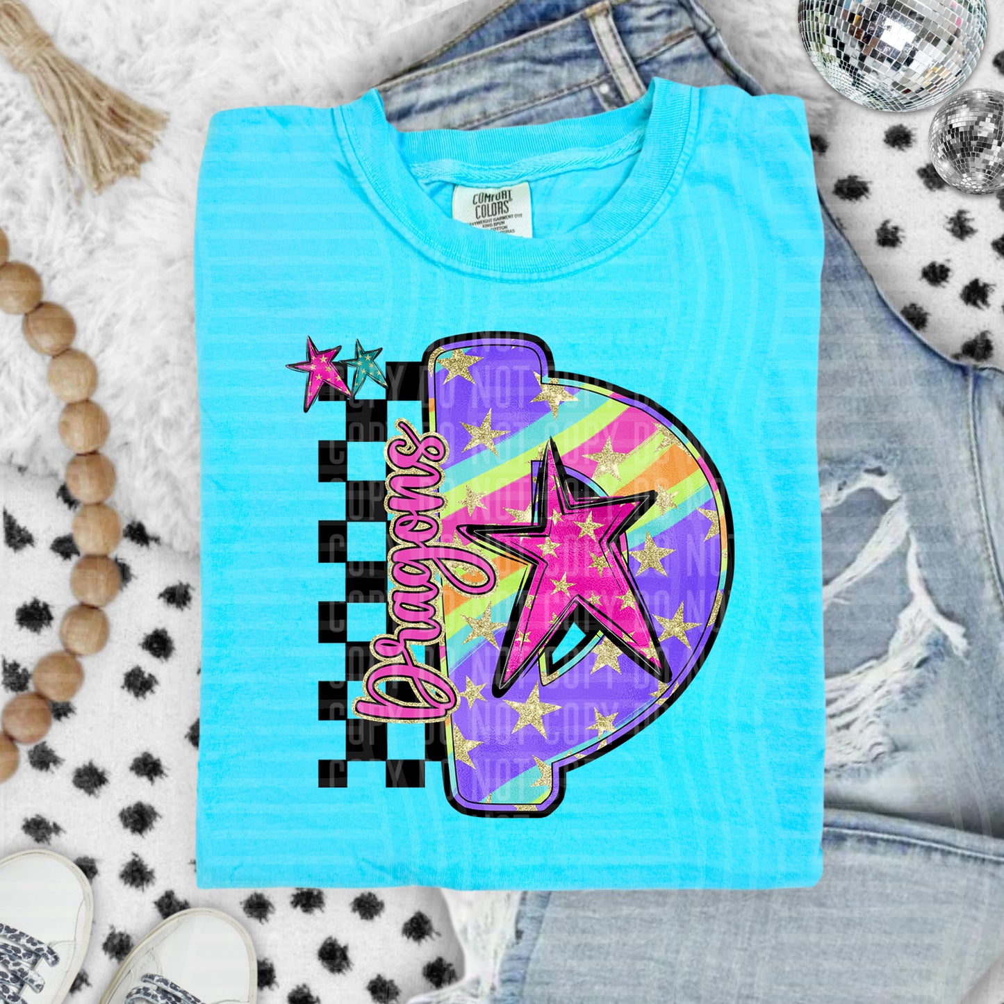 Rainbow Swirl Initials (Dropdown)- DTF&UV