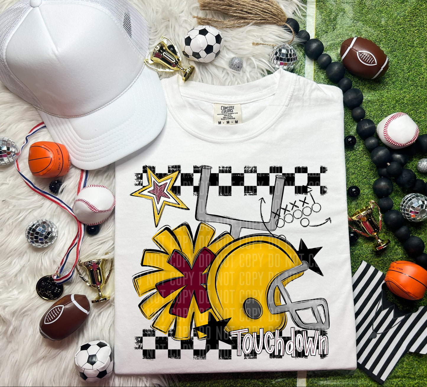 Football Helmet- Pom(Dropdown)- DTF&UV