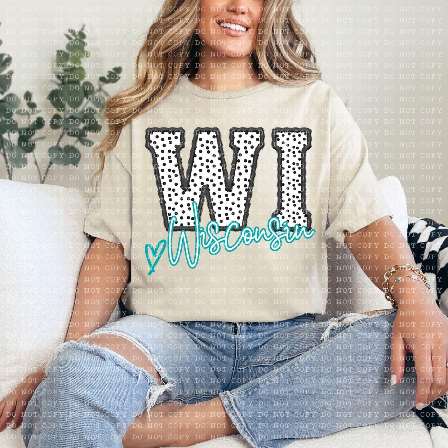 Polka Dotted Faux Embroidery States (ALL STATES)-DTF