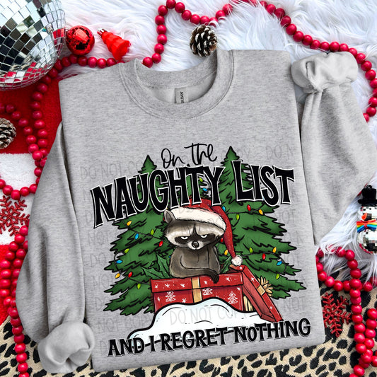 On The Naughty List racoon-DTF
