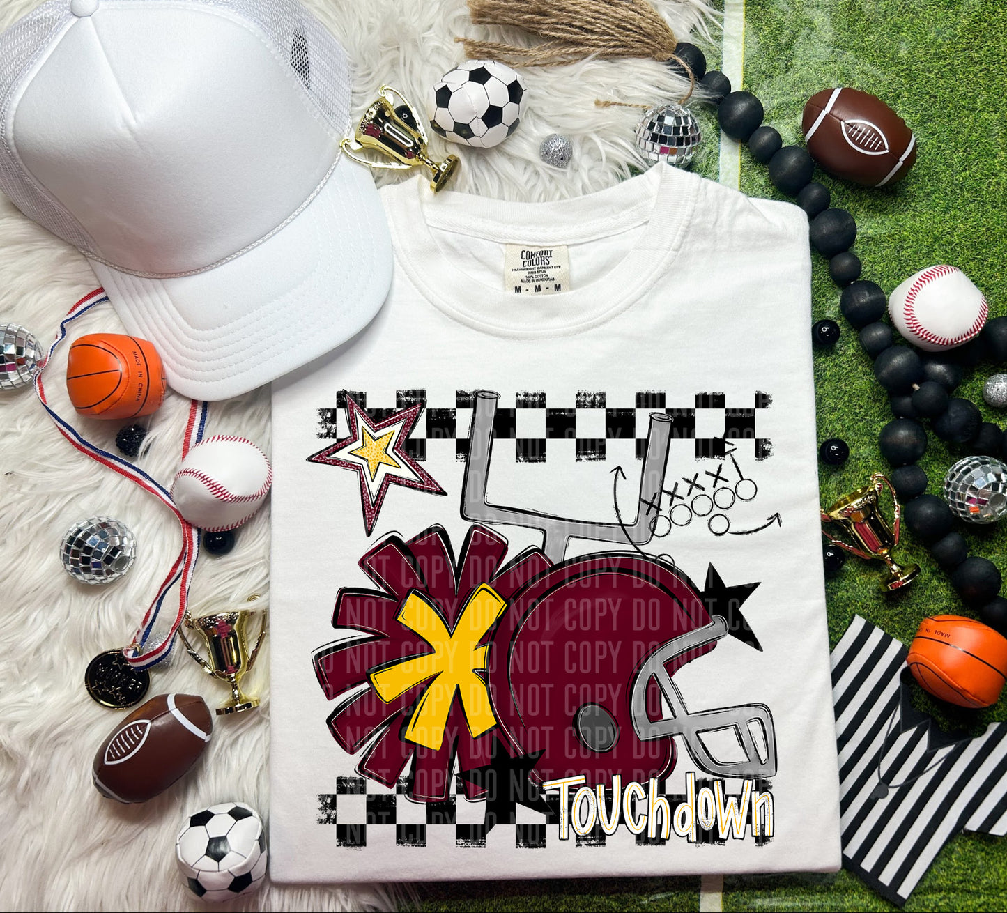 Football Helmet- Pom(Dropdown)- DTF&UV