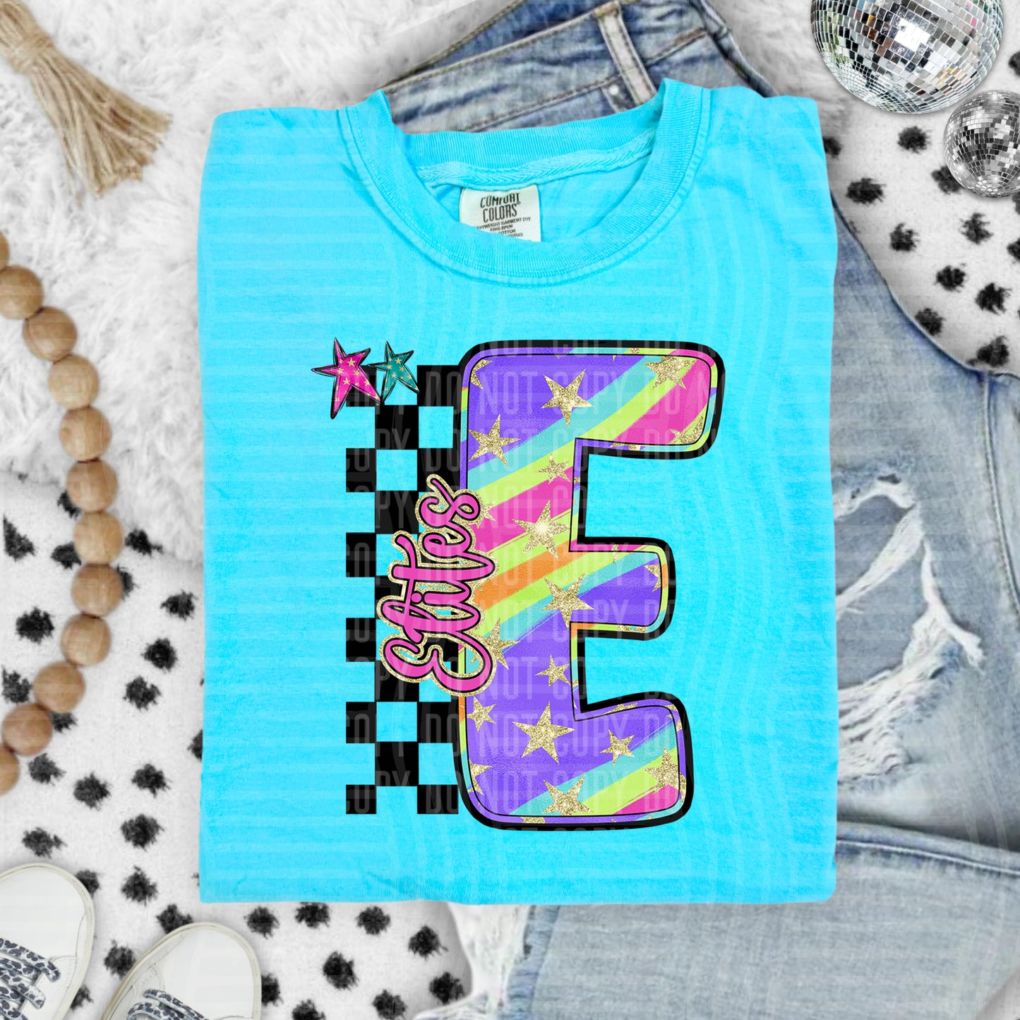 Rainbow Swirl Initials (Dropdown)- DTF&UV