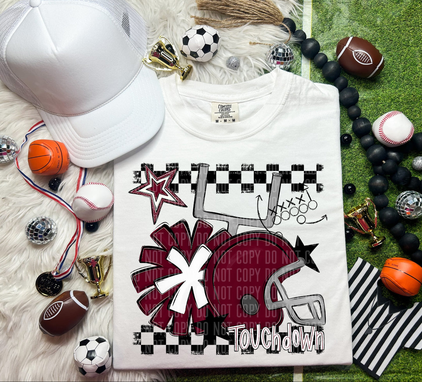 Football Helmet- Pom(Dropdown)- DTF&UV