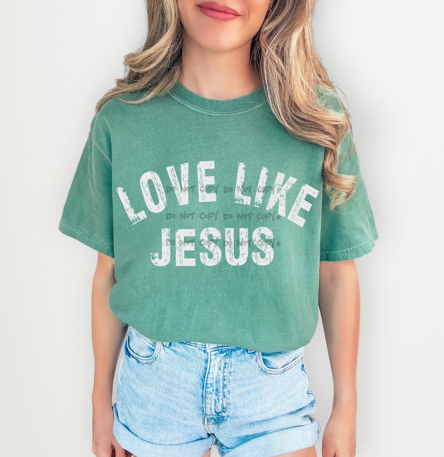 Love like Jesus white distressed- DTF