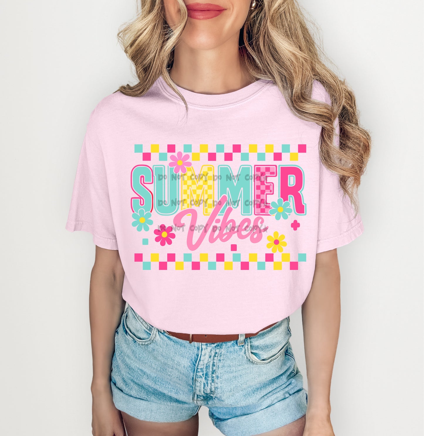 Summer vibes flowers checkered-DTF