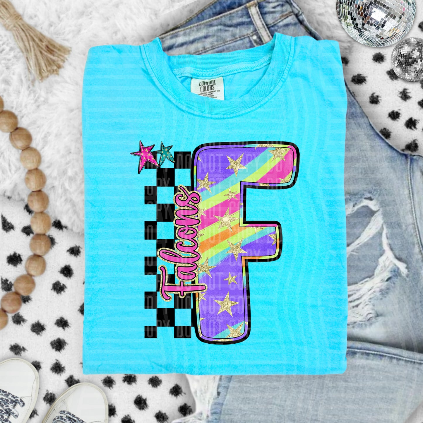 Rainbow Swirl Initials (Dropdown)- DTF&UV