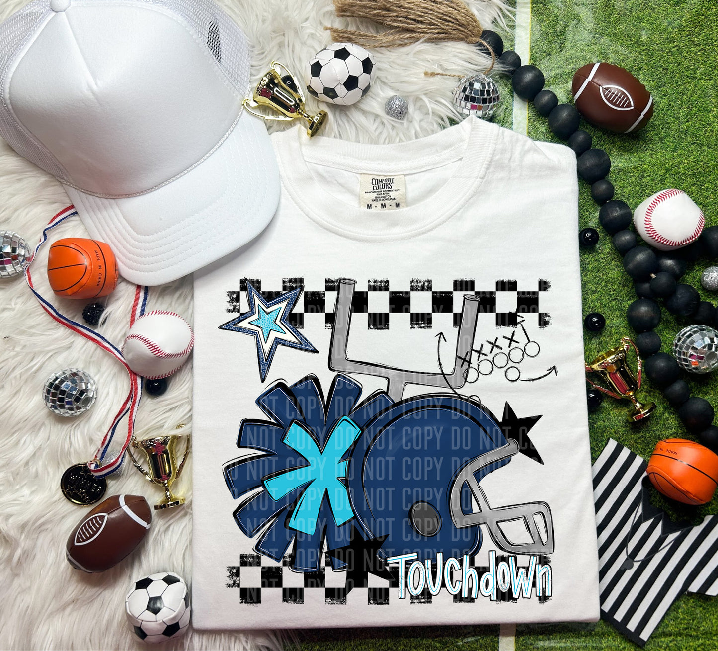 Football Helmet- Pom(Dropdown)- DTF&UV