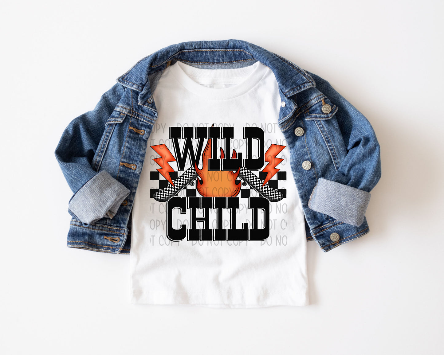 Wild Child Orange Checkered -DTF