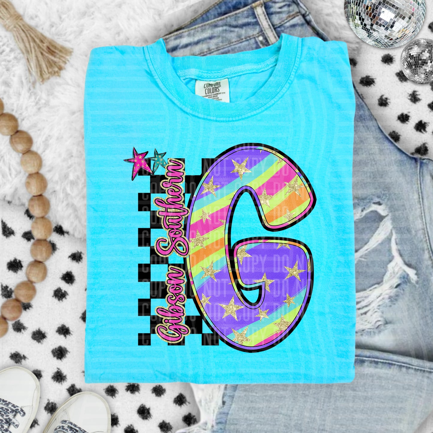 Rainbow Swirl Initials (Dropdown)- DTF&UV