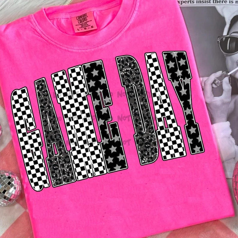 Game Day checkered with stars-DTF&UV