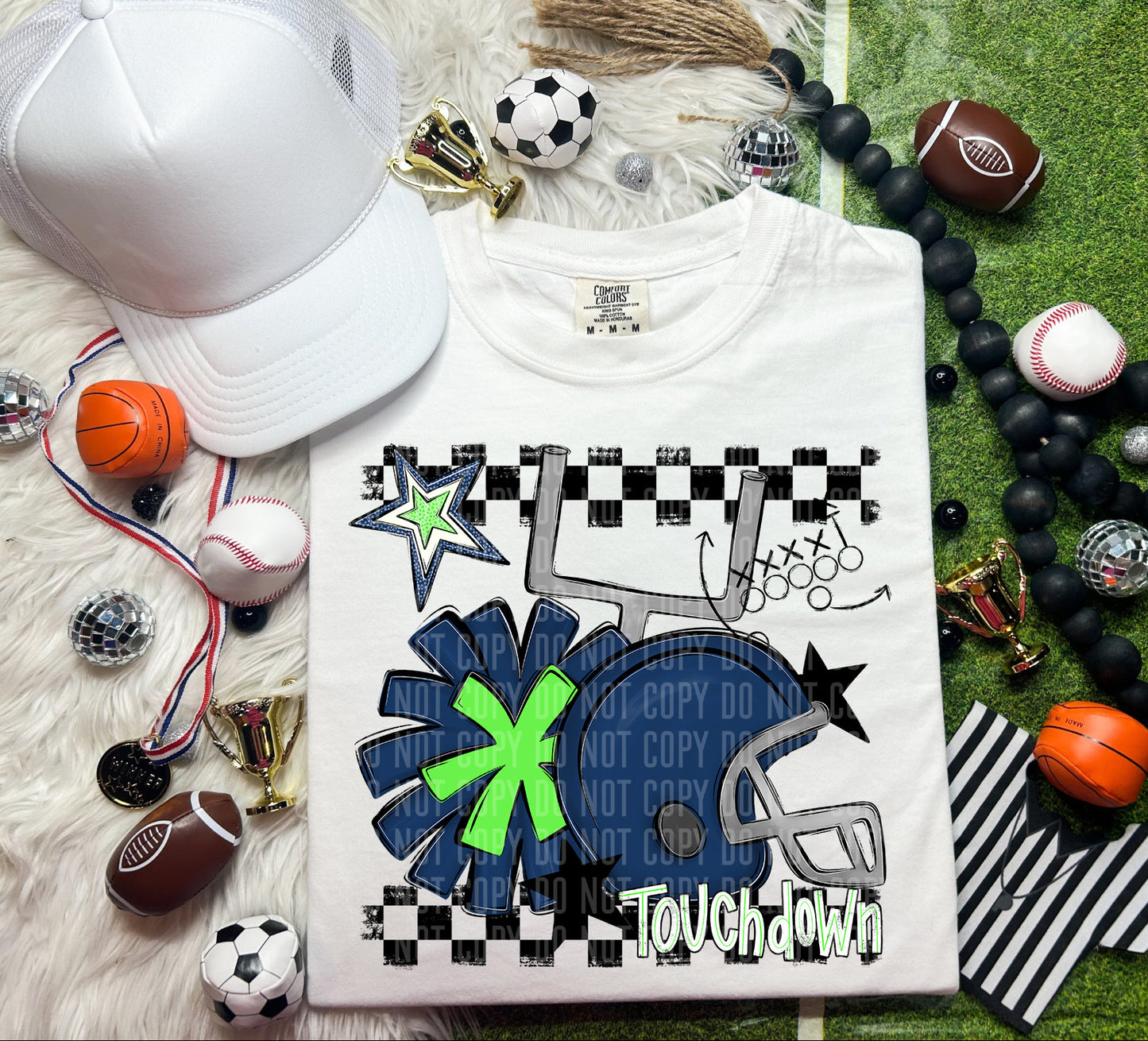 Football Helmet- Pom(Dropdown)- DTF&UV