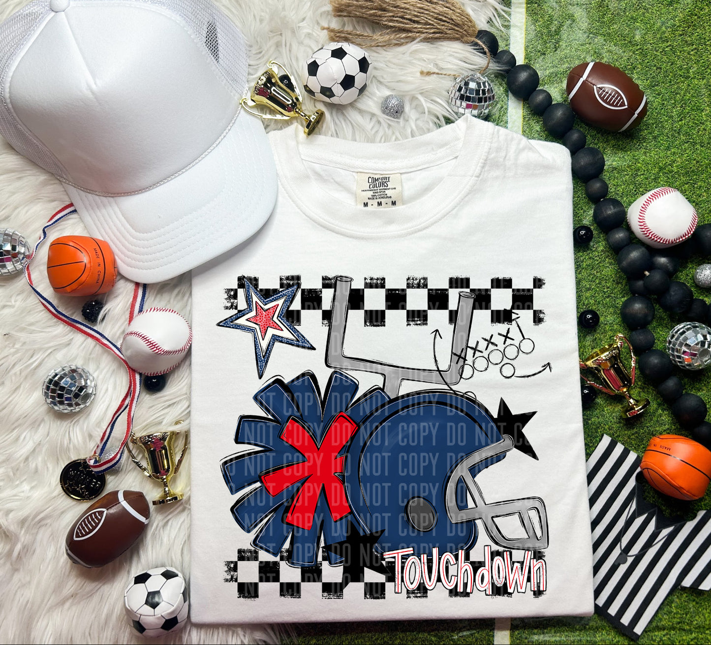 Football Helmet- Pom(Dropdown)- DTF&UV