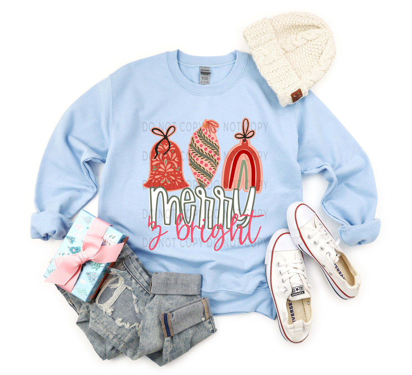 Merry And Bright Boho Ornaments - DTF