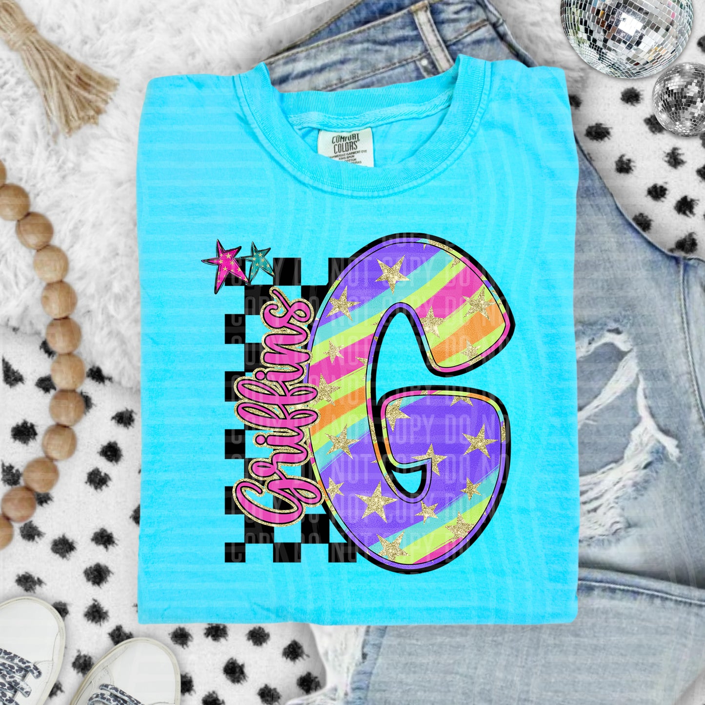 Rainbow Swirl Initials (Dropdown)- DTF&UV