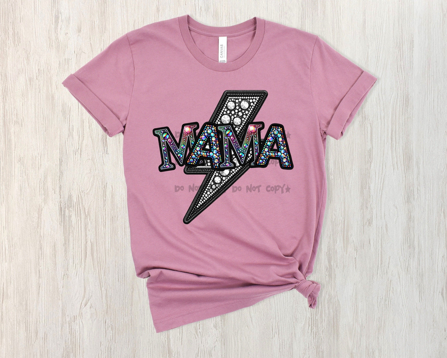 Mama faux rhinestone with bolt -DTF