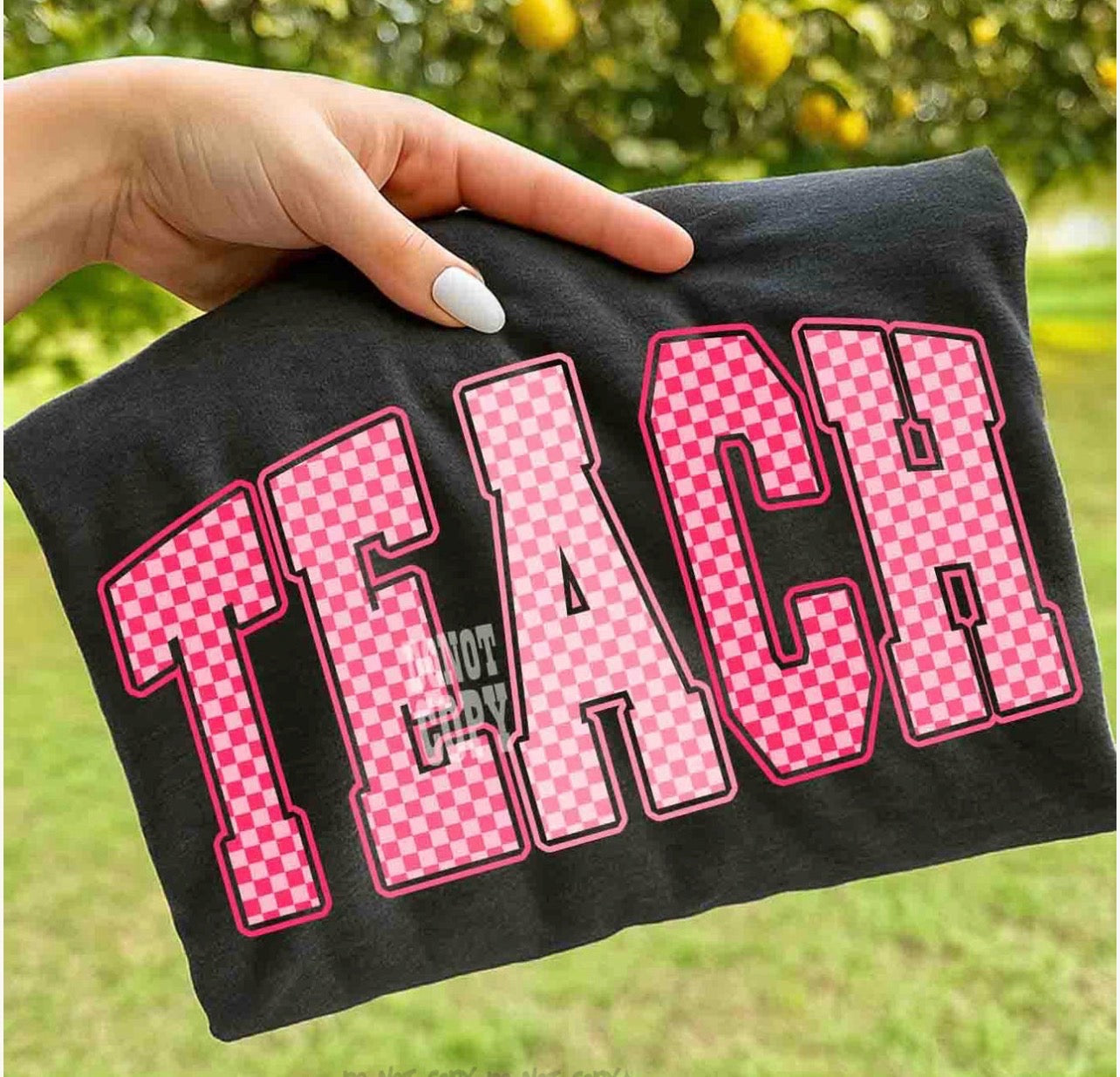 Teach pink checkered -DTF&UV