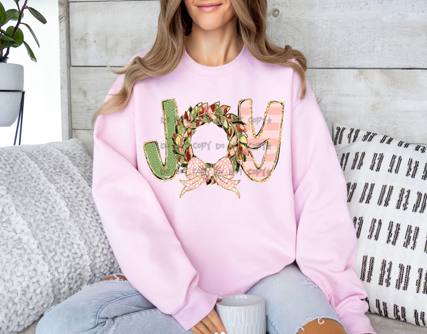 Joy wreath and bow-DTF