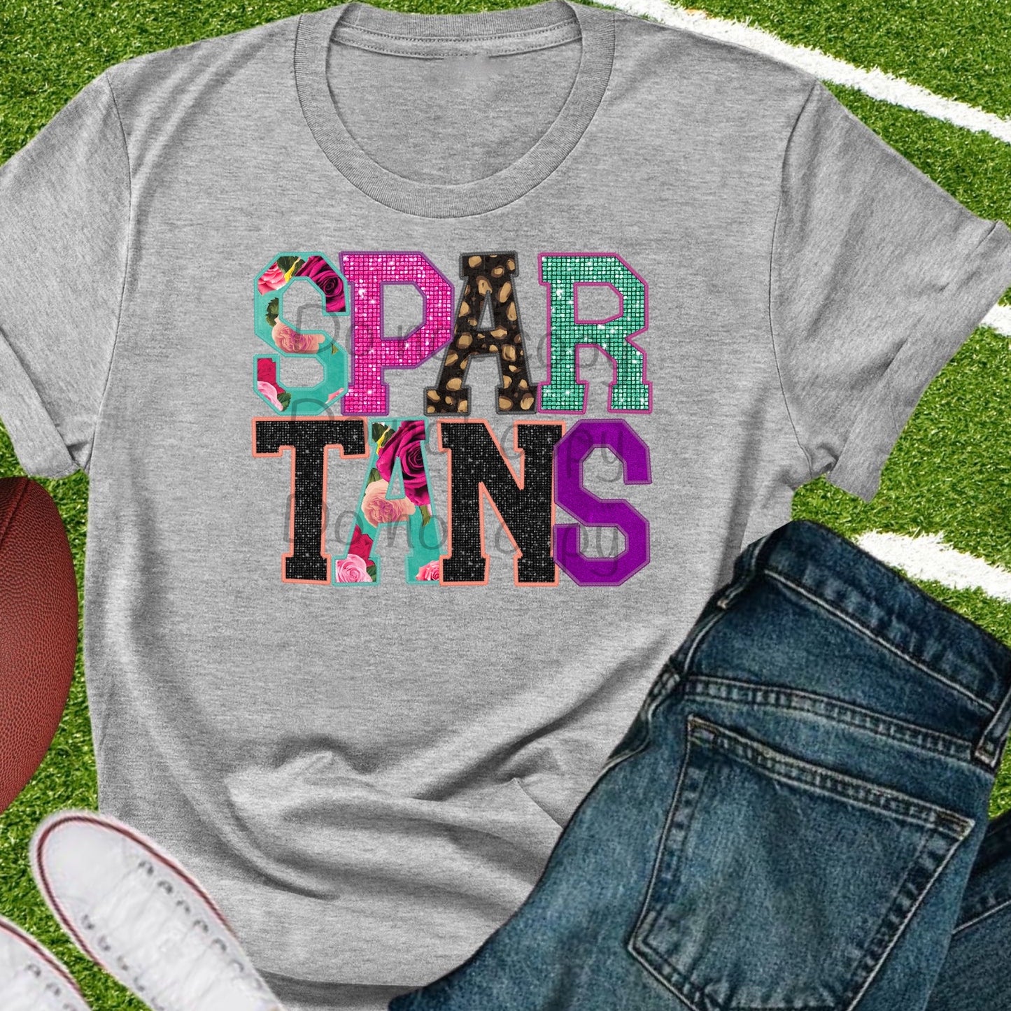 Spartans faux appliqué words-DTF