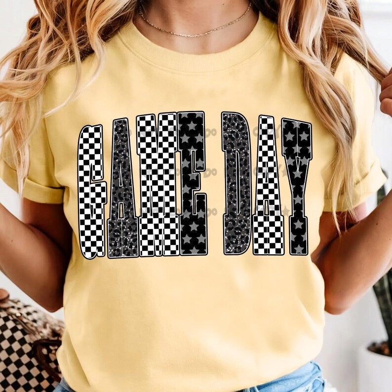 Game Day checkered with stars-DTF&UV