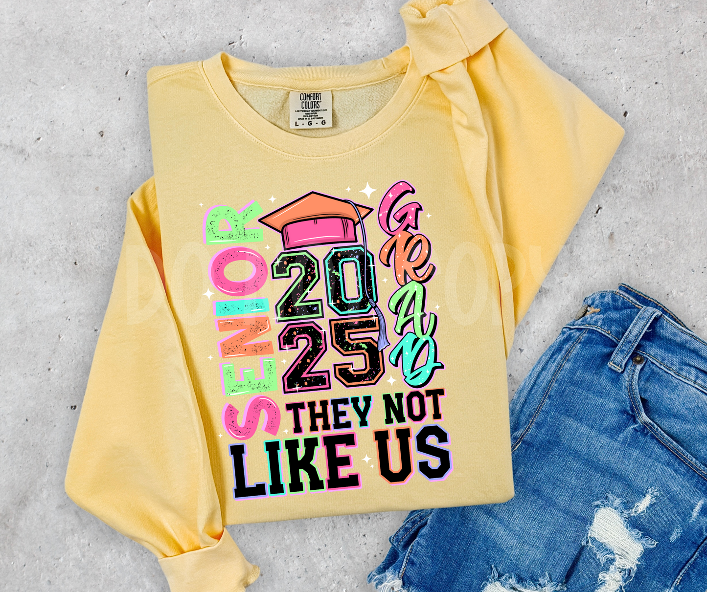 Senior 2025 white stars-DTF